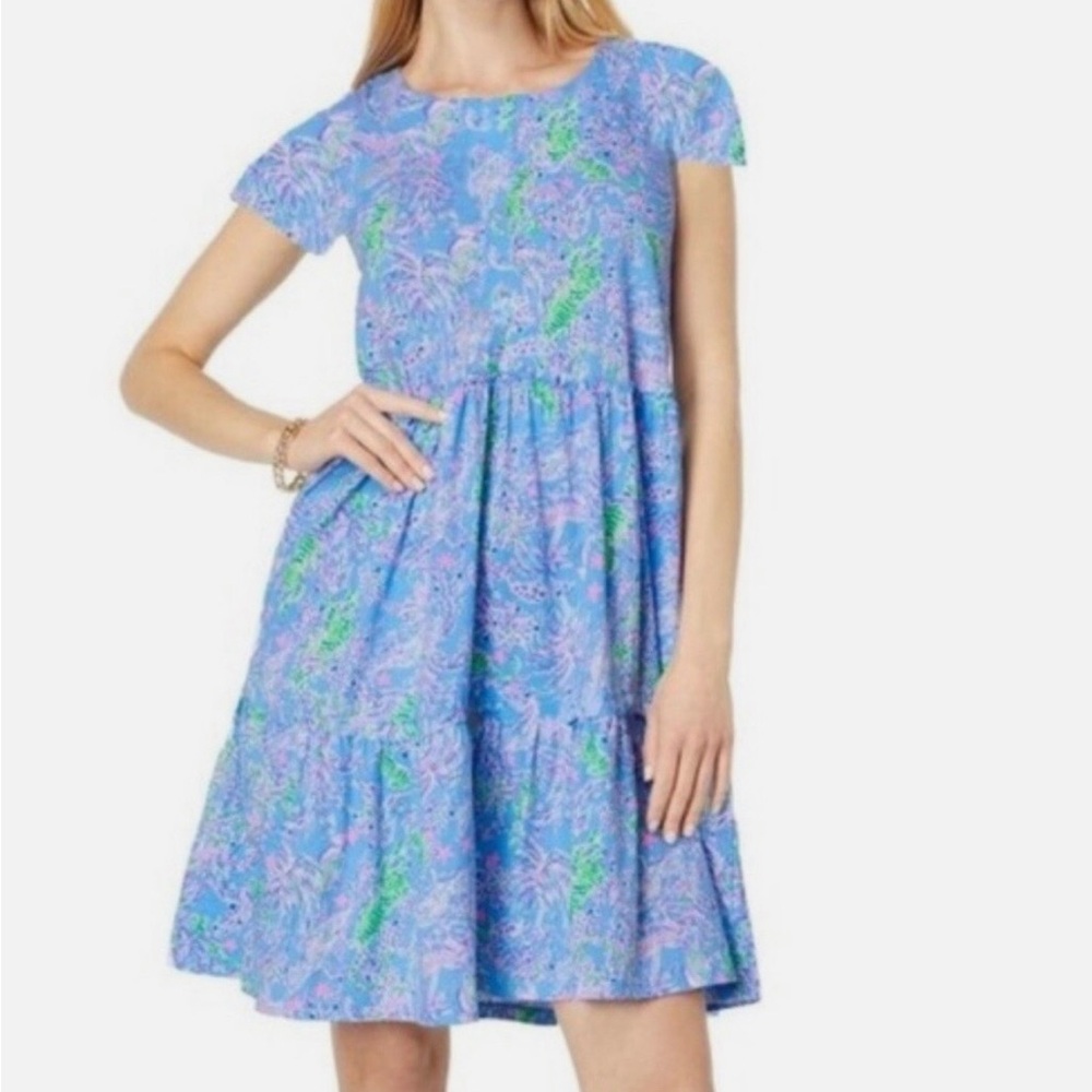 NWT Lilly Pulitzer Geanna Swing Dress Size M In Blue Peri The Turtle Package
